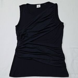 CAbi Navy Draped Ruched Sleeveless  Top # 5071